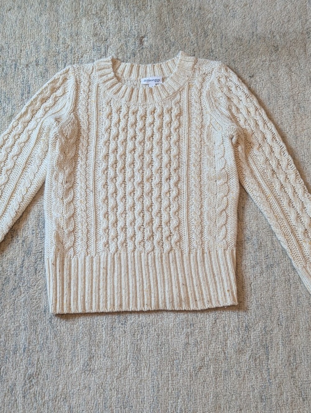 Vintage Cableknit Wool Crewneck Sweater - Cream